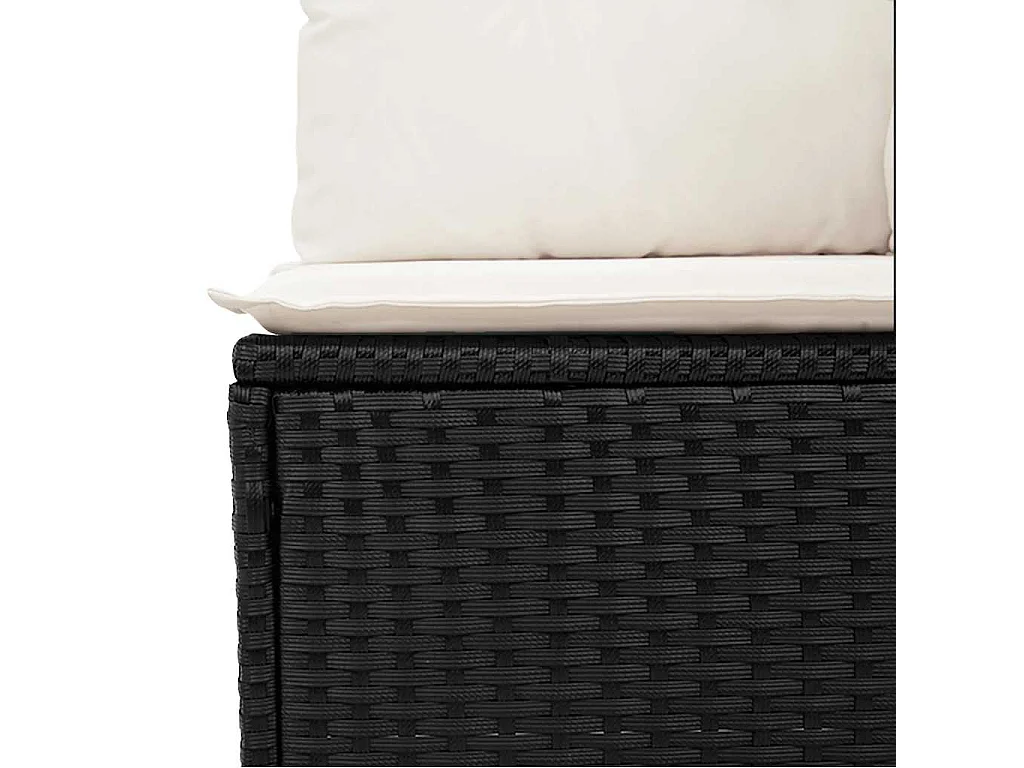 Salon de jardin 6 pcs avec coussins noir résine tressée