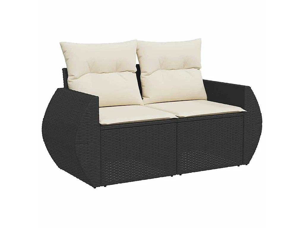 Set Divano da Giardino 6 pz con Cuscini Nero in Polyrattan