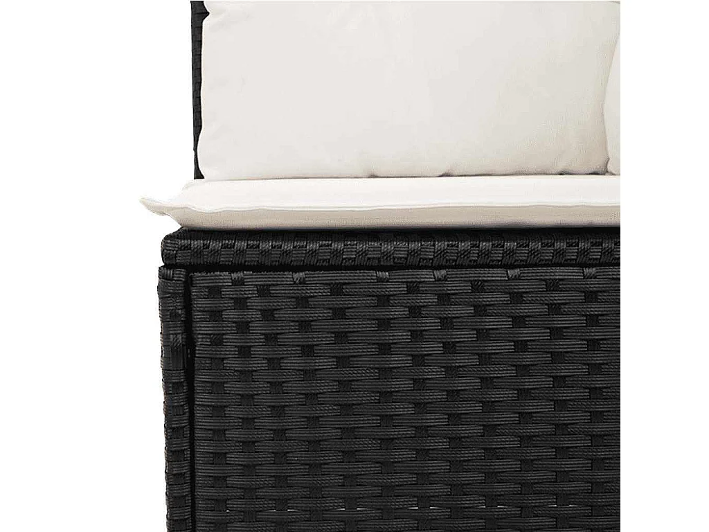 Set Divano da Giardino 6 pz con Cuscini Nero in Polyrattan