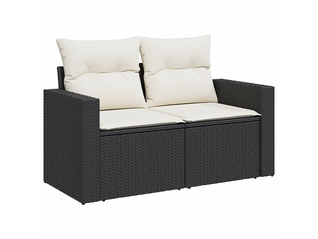 5-tlg. Garten-Sofagarnitur mit Kissen Schwarz Poly Rattan