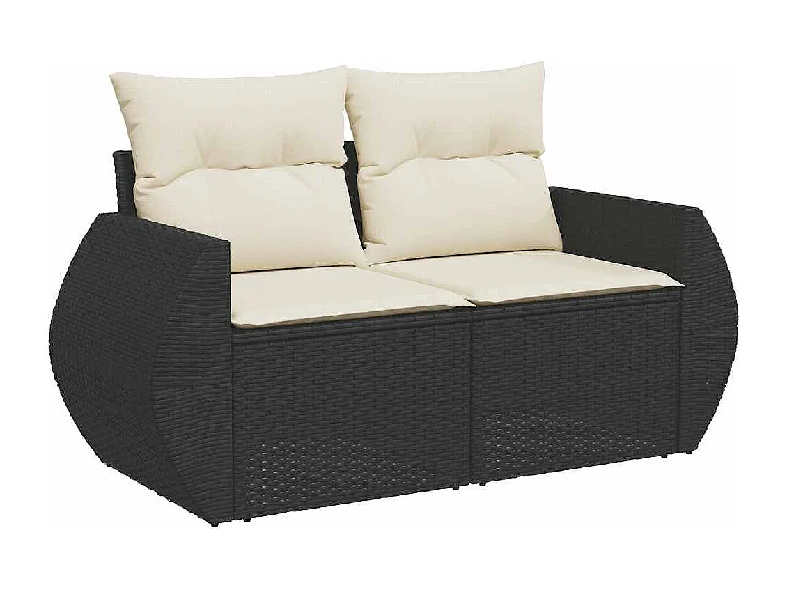 Set Divano da Giardino 6 pz con Cuscini Nero in Polyrattan