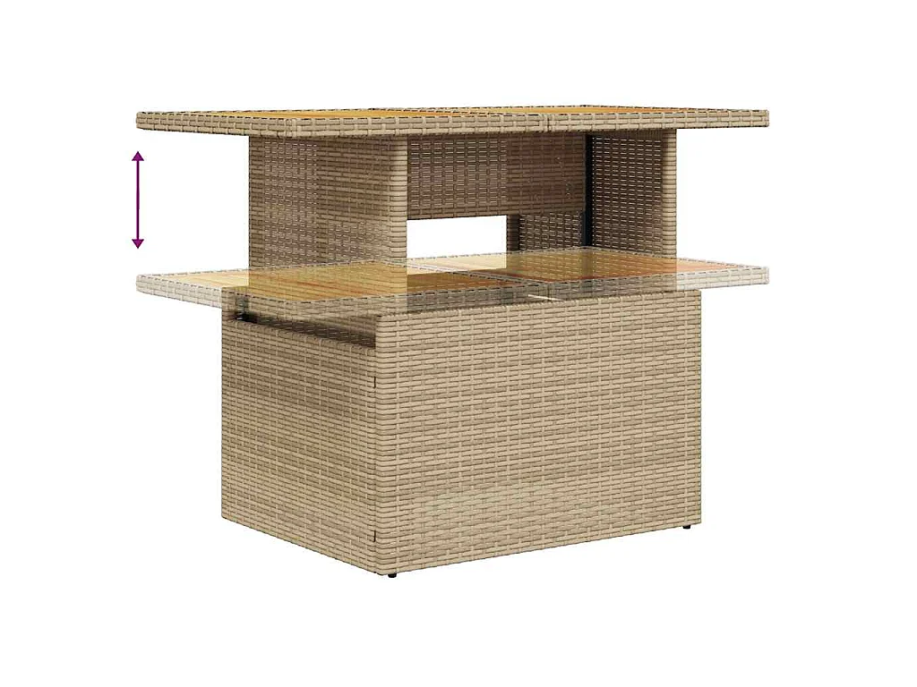 Salon de jardin avec coussins 5 pcs beige résine tressée