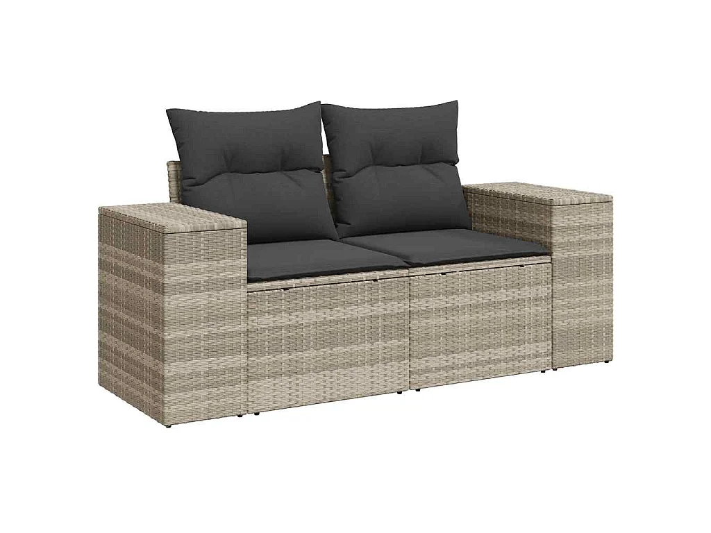 Set Divano da Giardino 5pz con Cuscini Grigio Chiaro Polyrattan