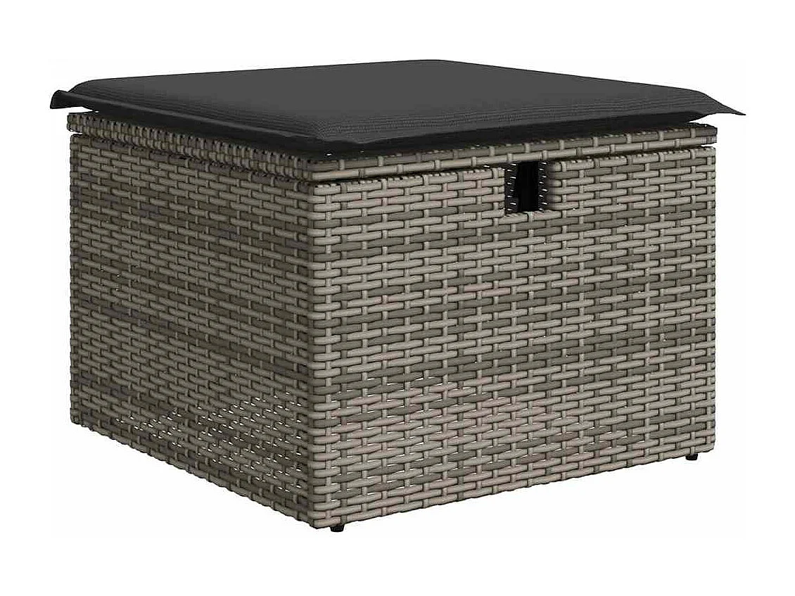 6-tlg. Garten-Sofagarnitur mit Kissen Grau Poly Rattan Akazie