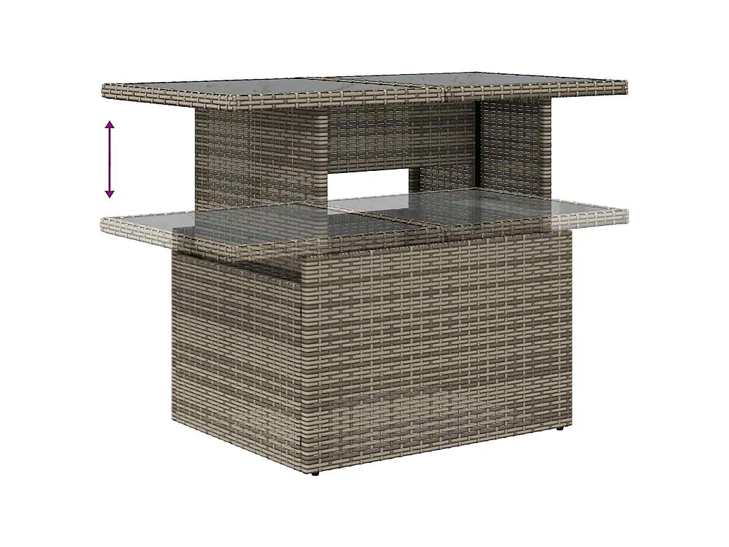 7-tlg. Garten-Sofagarnitur mit Kissen Grau Poly Rattan