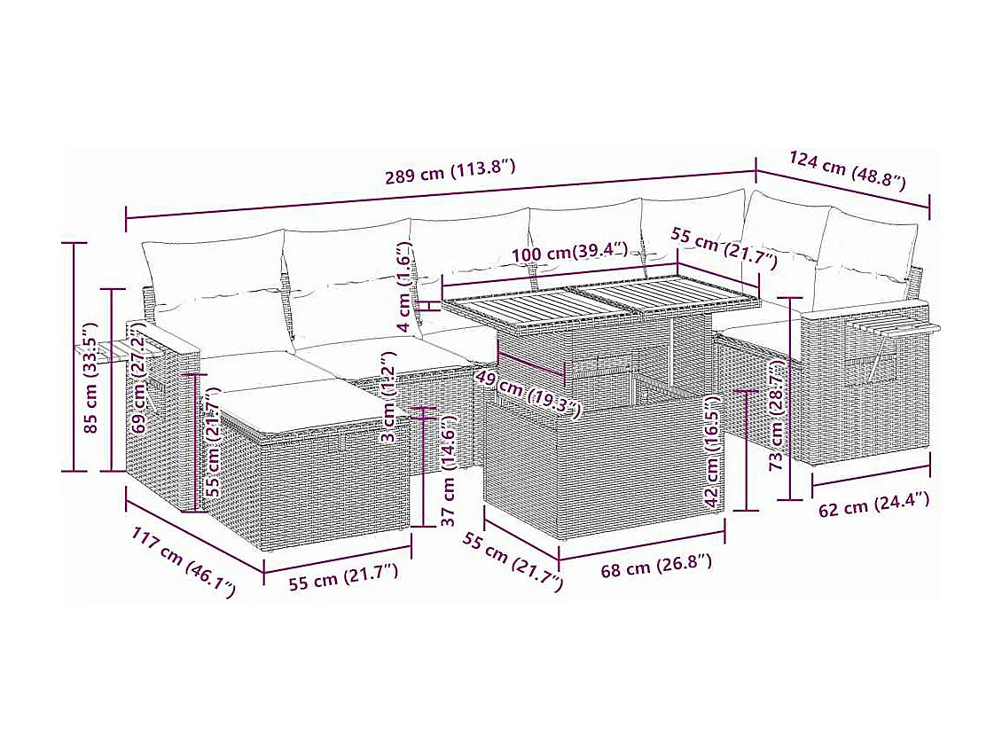 Salon de jardin avec coussins 5 pcs beige résine tressée