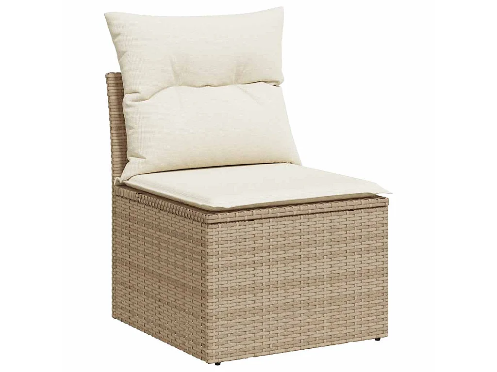 7-tlg. Garten-Sofagarnitur mit Kissen Beige Poly Rattan