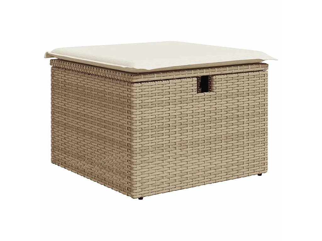 7-tlg. Garten-Sofagarnitur mit Kissen Beige Poly Rattan