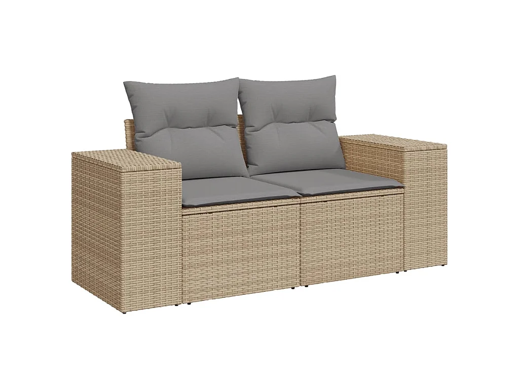Juego de sofás jardín con cojines 5 pzas ratán sintético beige