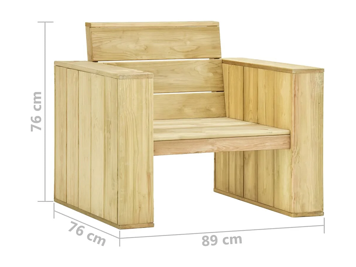 Salon de jardin 3 pcs avec coussins bois de pin imprégné
