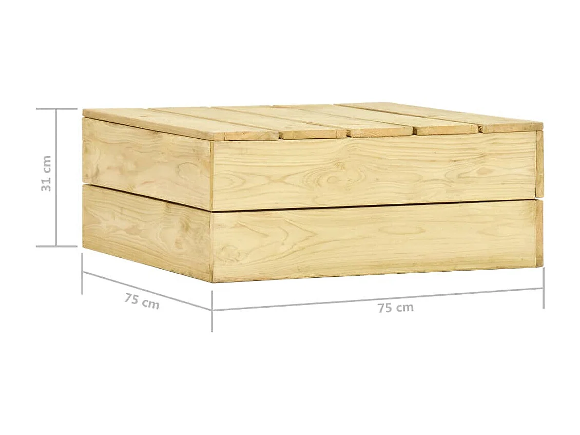 Salon de jardin 3 pcs avec coussins bois de pin imprégné
