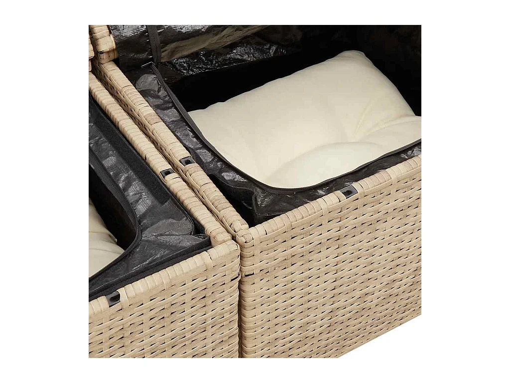6-tlg. Garten-Sofagarnitur mit Kissen Beige Poly Rattan