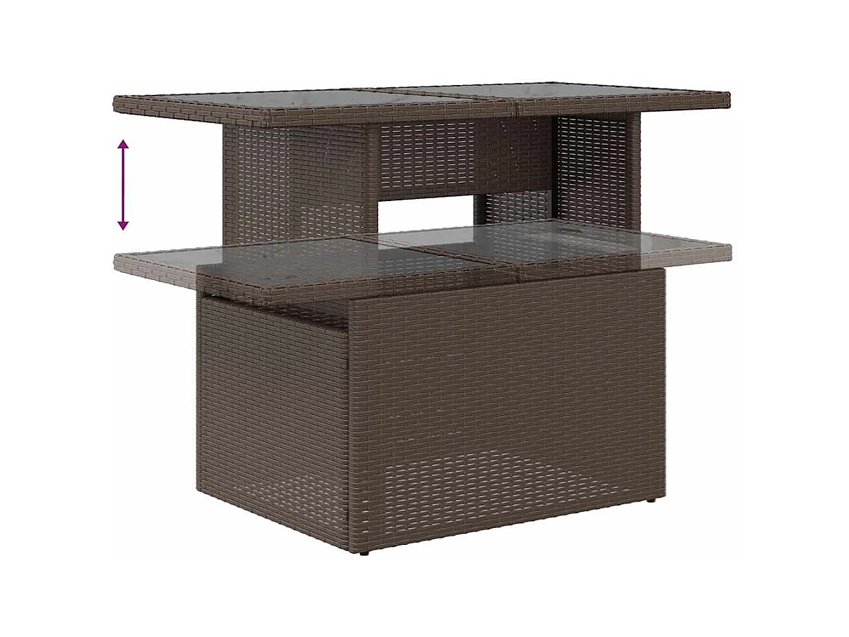 Salon de jardin avec coussins 6 pcs marron résine tressée