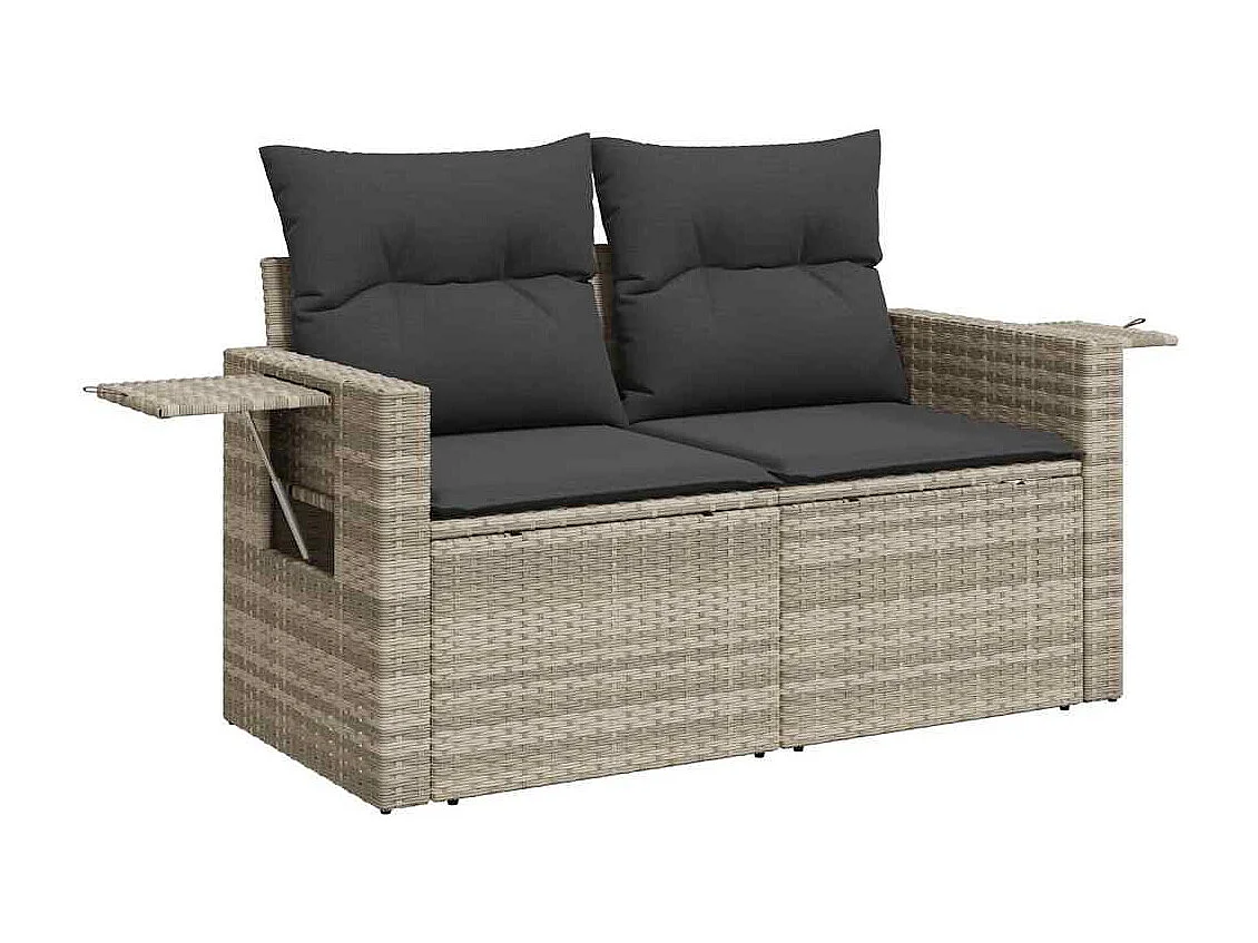 Set de sofás jardín y cojines 5 pzas ratán sintético gris claro
