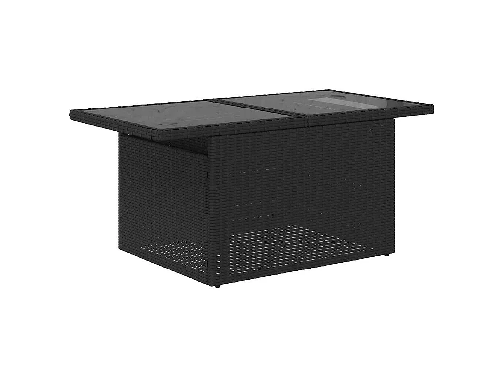 6-delige Loungeset met kussens poly rattan zwart