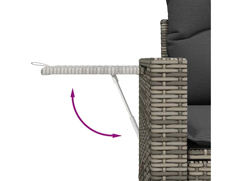 7-tlg. Garten-Sofagarnitur mit Kissen Grau Poly Rattan