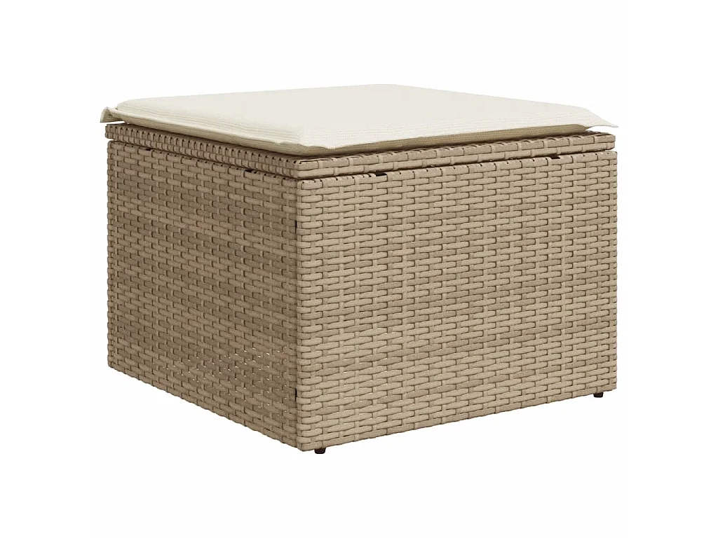 Salon de jardin avec coussins 7 pcs beige résine tressée