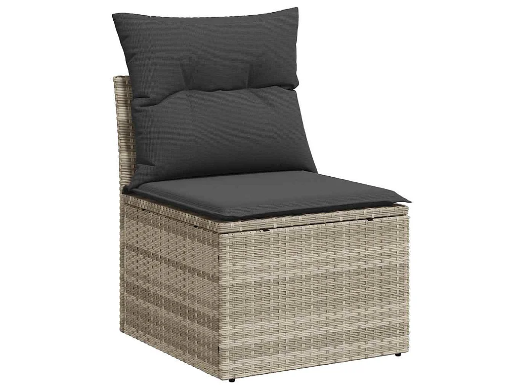 Set Divani da Giardino 7pz con Cuscini Grigio Chiaro Polyrattan