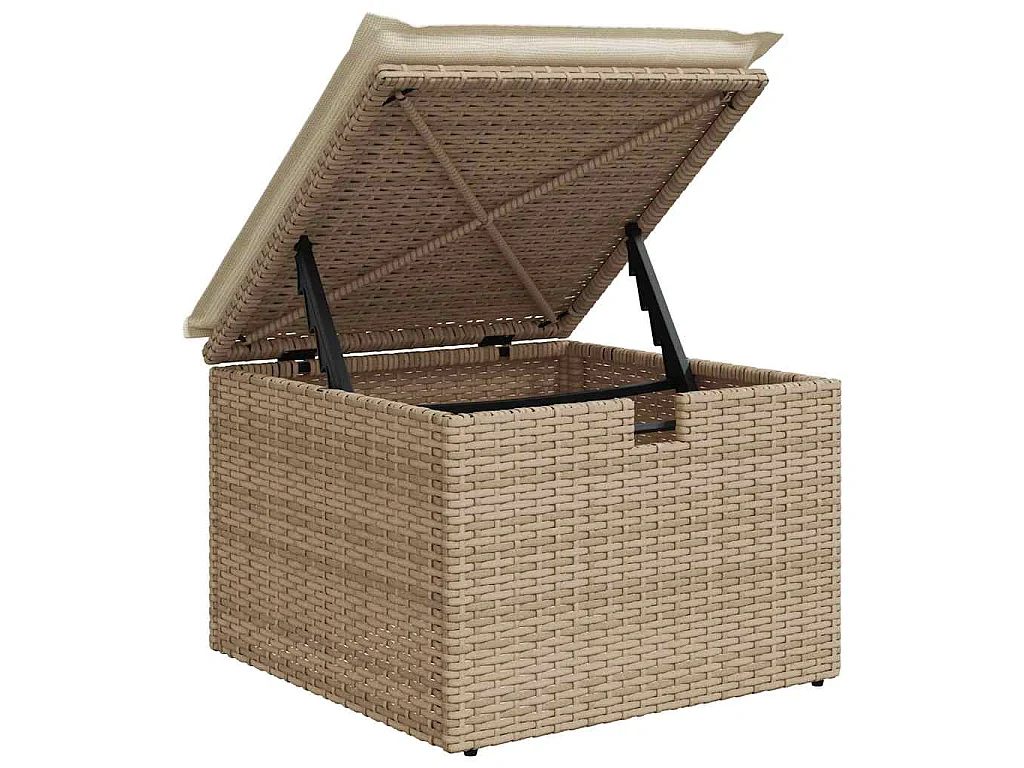 7 pcs conjunto de sofás p/ jardim com almofadões vime PE bege