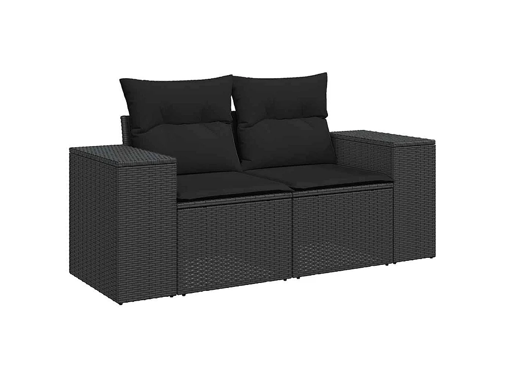 Set de sofás de jardín 7 pzas con cojines ratán sintético negro