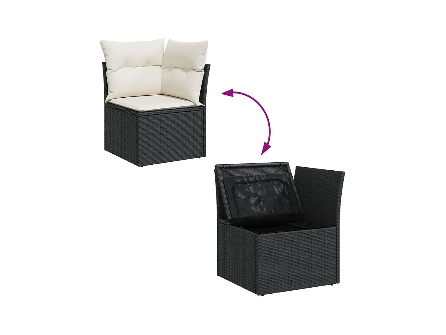 5-tlg. Garten-Sofagarnitur mit Kissen Schwarz Poly Rattan