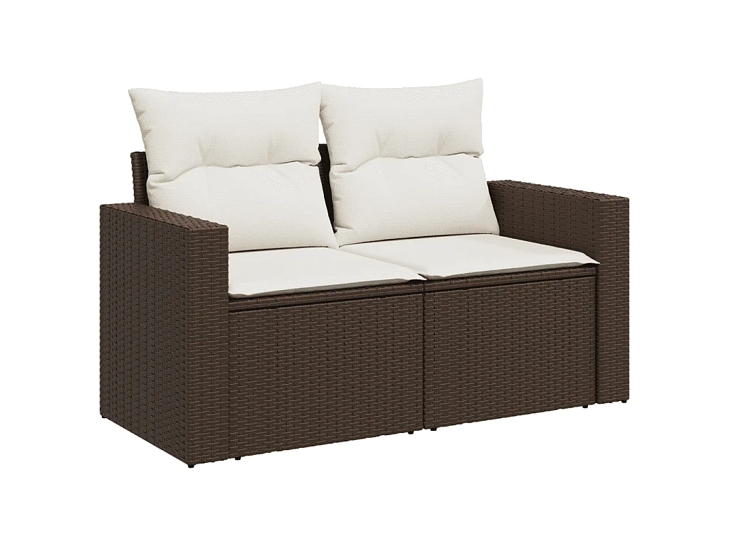 Salon de jardin avec coussins 7 pcs marron résine tressée