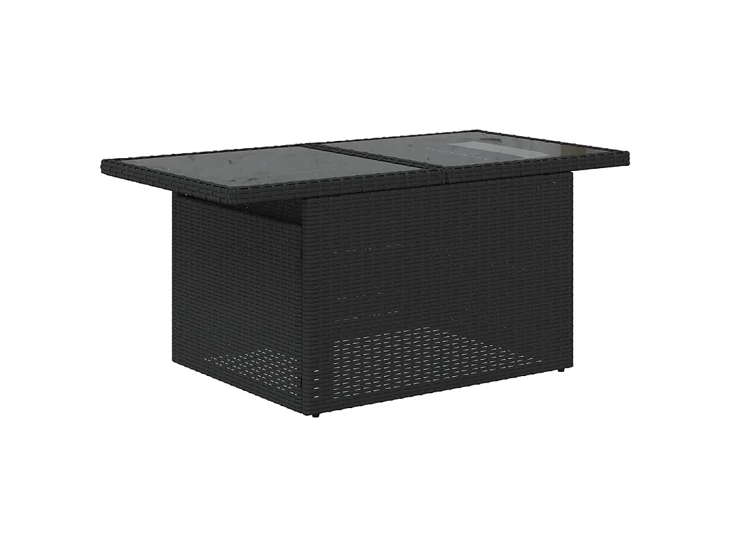 2-delige Loungeset met kussens poly rattan en glas zwart