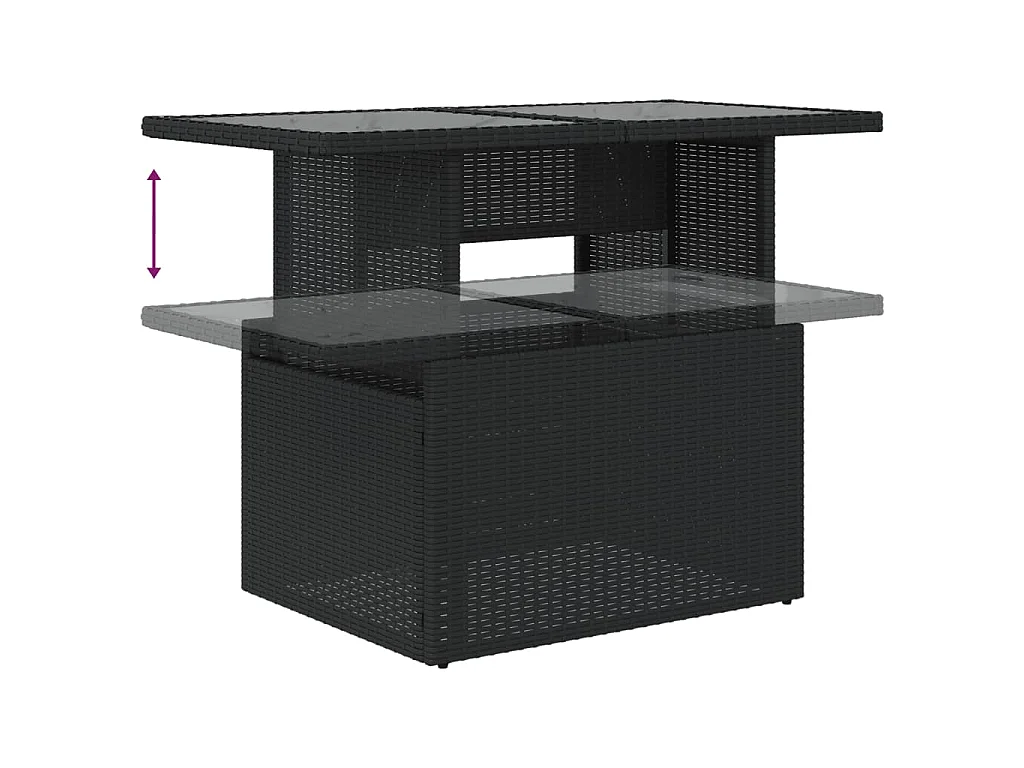 2-delige Loungeset met kussens poly rattan en glas zwart