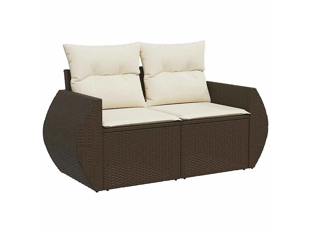 Salon de jardin avec coussins 6 pcs marron résine tressée