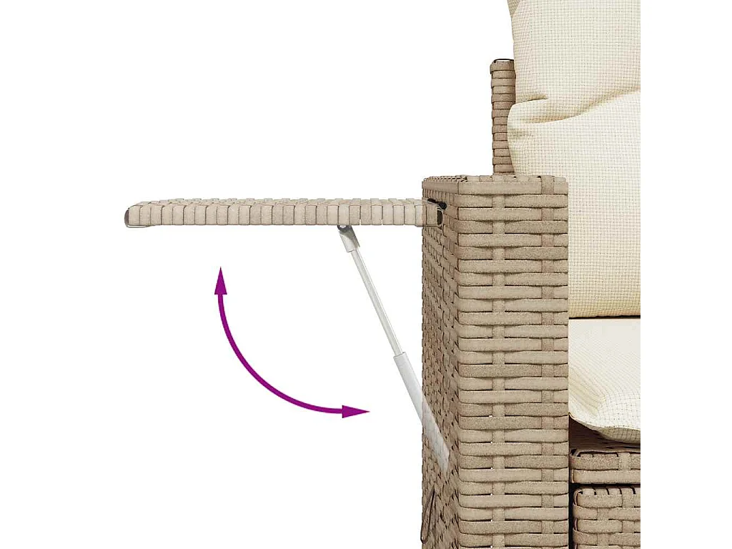 Set Divani da Giardino 7 pz con Cuscini Beige in Polyrattan