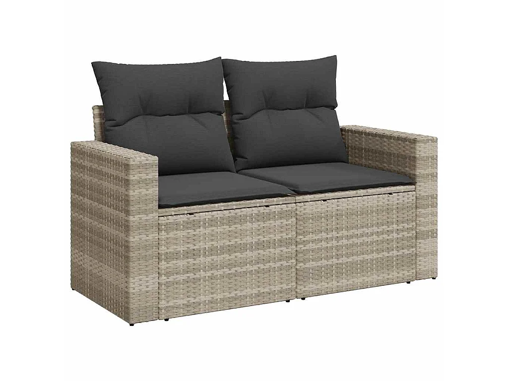 Set de sofás de jardín 6 pzas y cojines ratán sintético gris