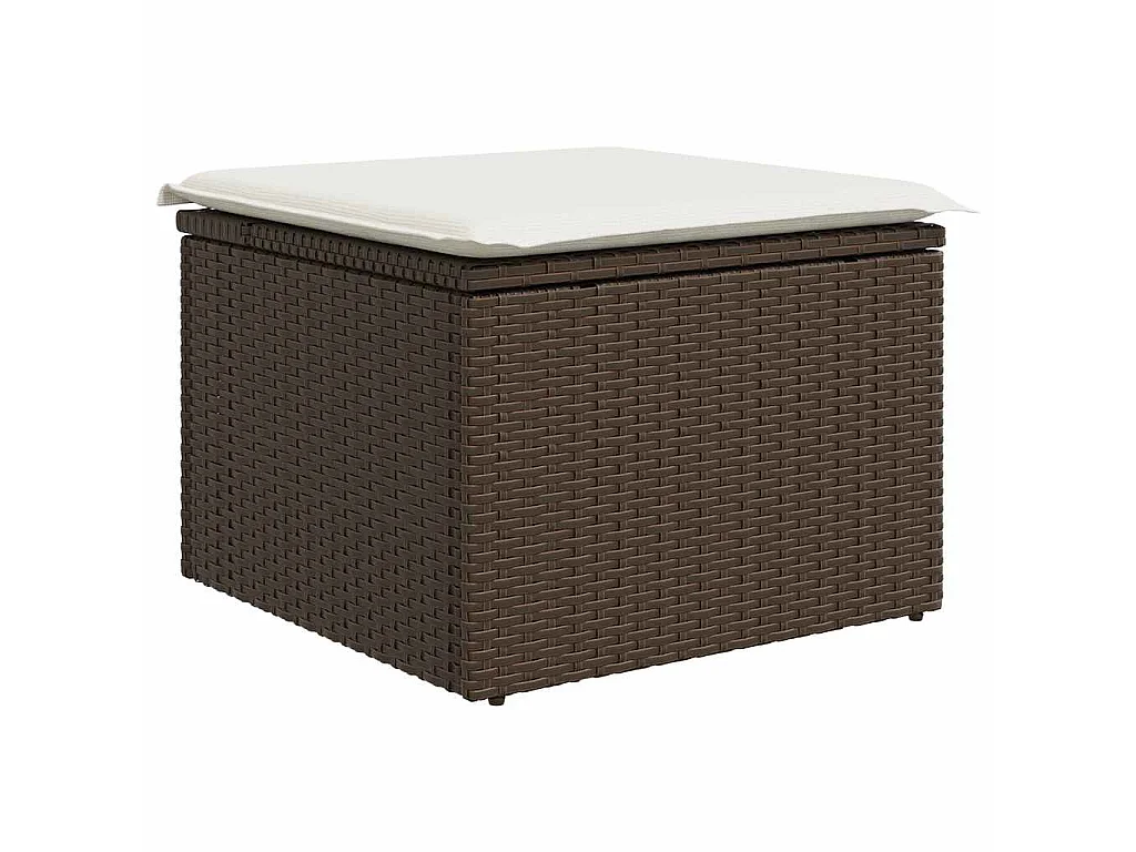 Salon de jardin avec coussins 7 pcs marron résine tressée
