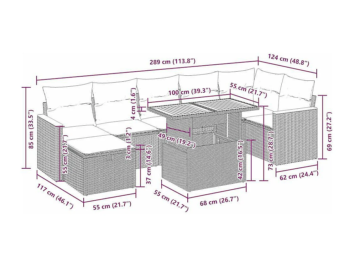 Salon de jardin avec coussins 5 pcs beige résine tressée