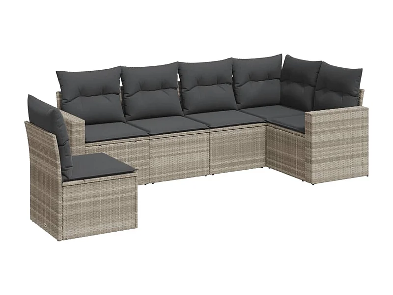 Set de sofás de jardín 6 pzas y cojines ratán sintético gris