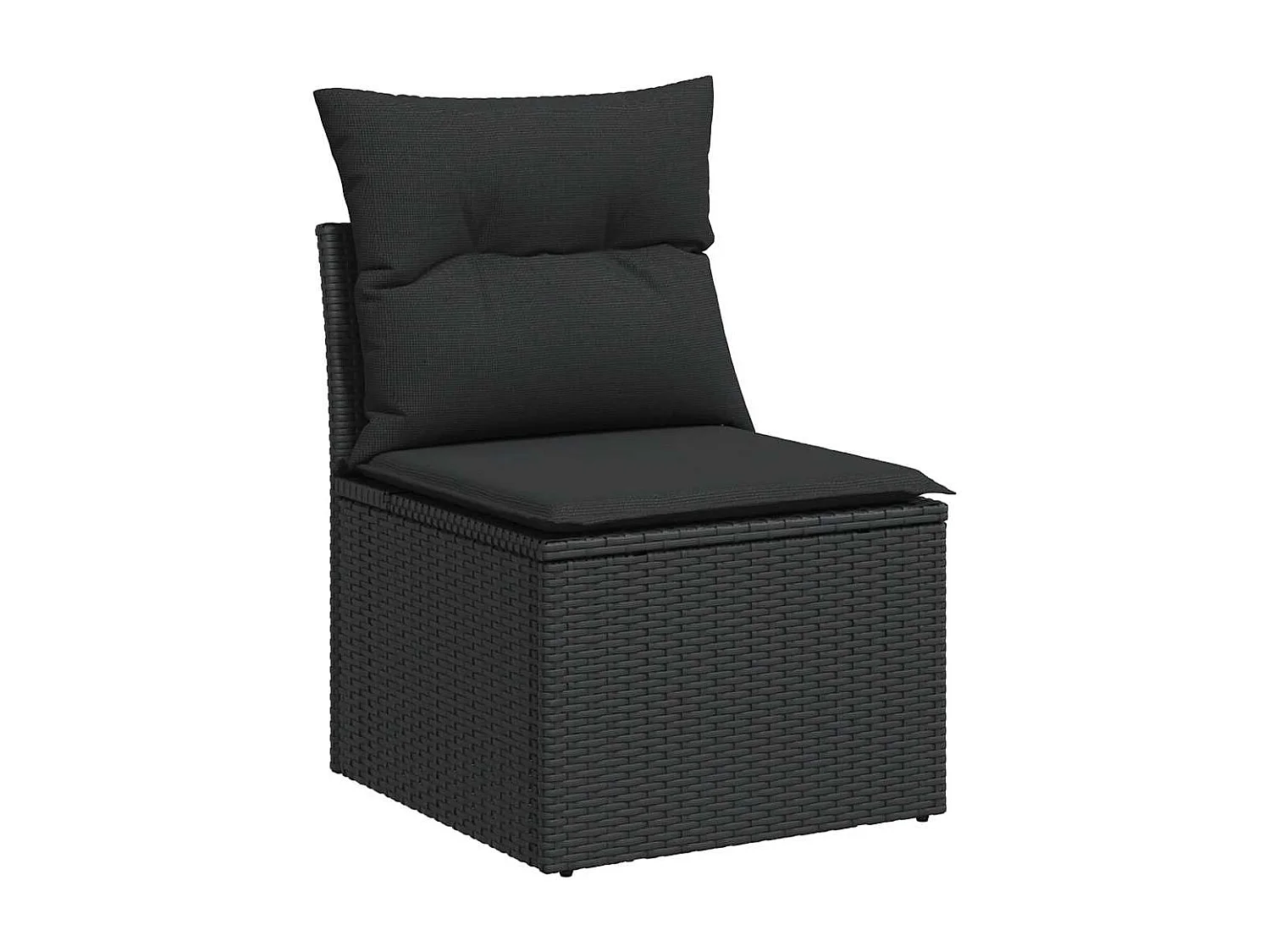 Salon de jardin 7 pcs avec coussins noir résine tressée