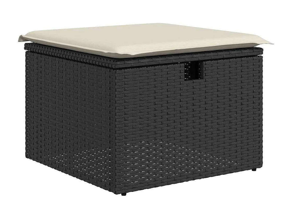 Salon de jardin 7 pcs avec coussins noir résine tressée