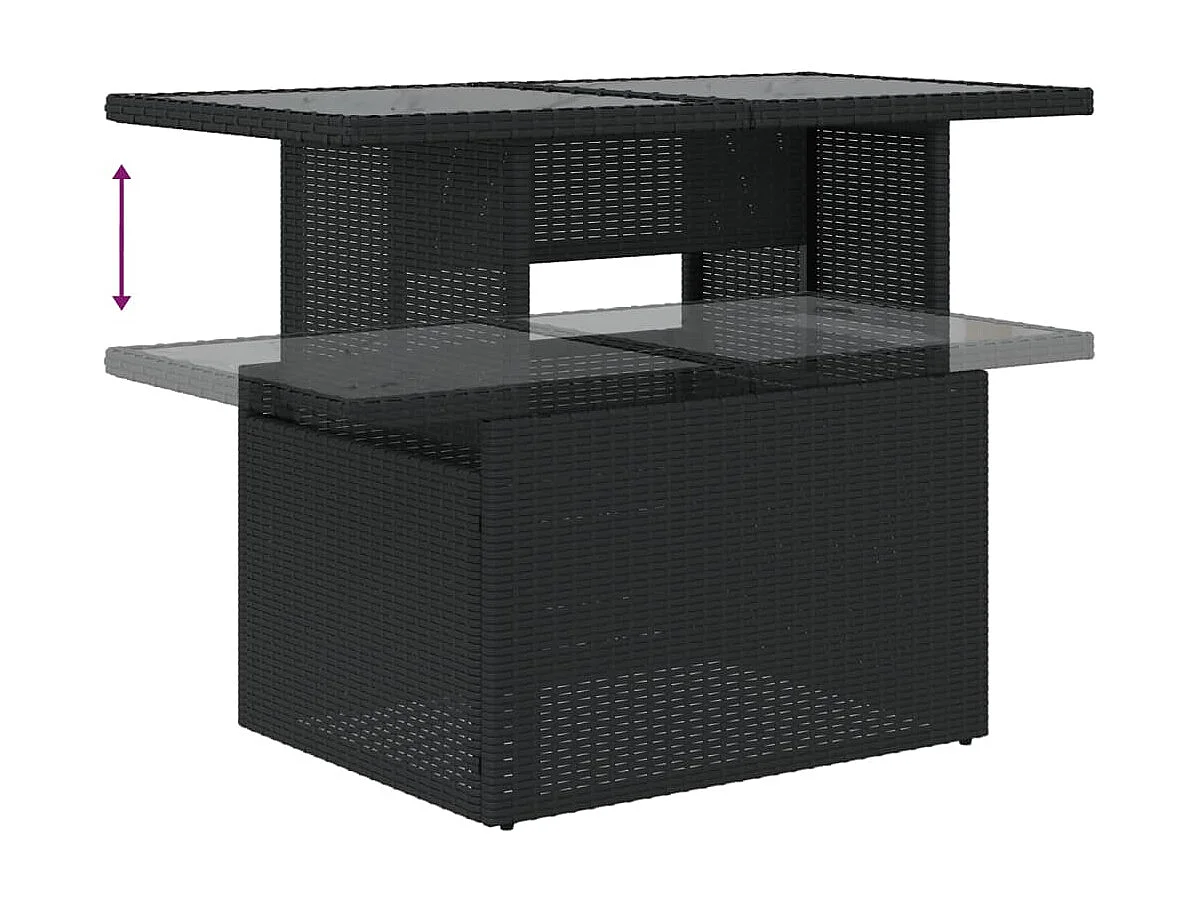 Salon de jardin 7 pcs avec coussins noir résine tressée