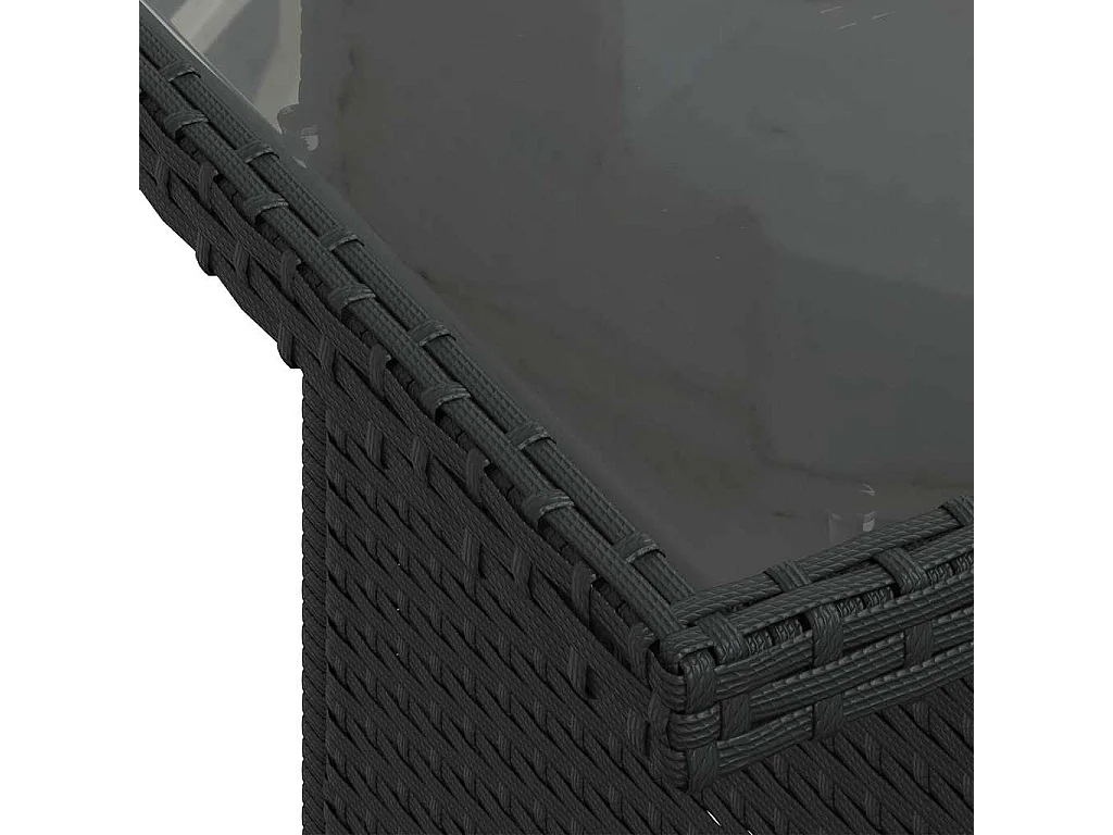 7-tlg. Garten-Sofagarnitur mit Kissen Schwarz Poly Rattan