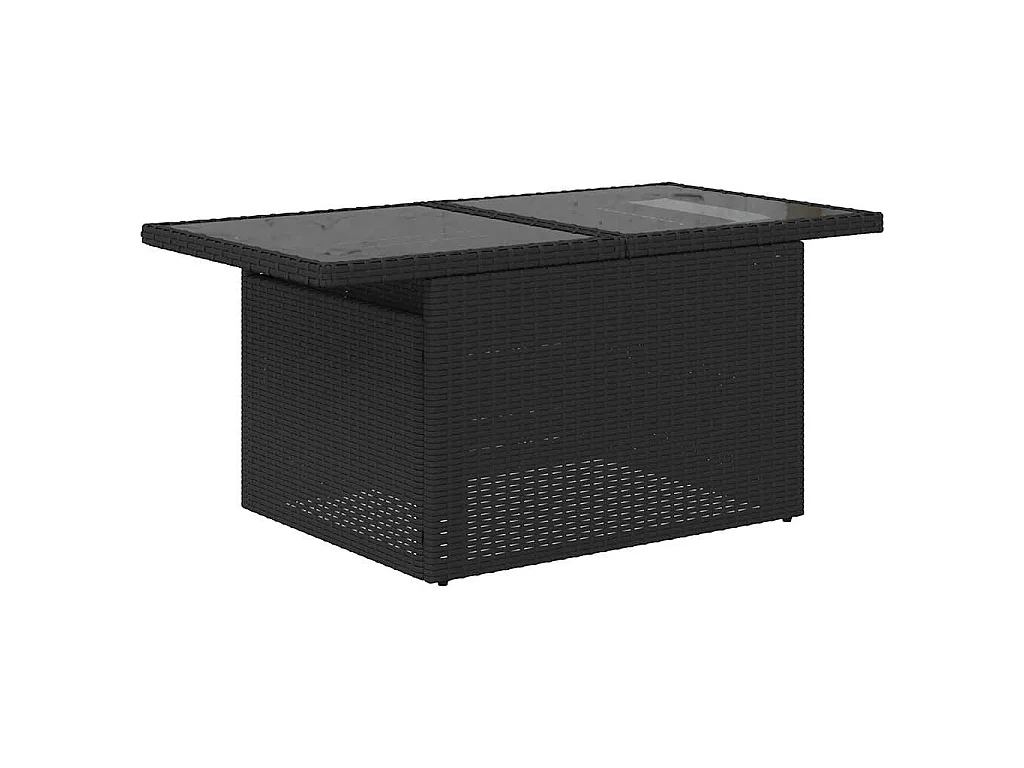 7-delige Loungeset met kussens poly rattan zwart