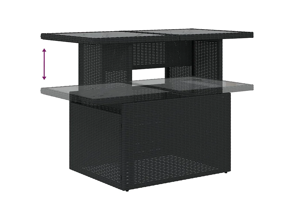 7-delige Loungeset met kussens poly rattan zwart