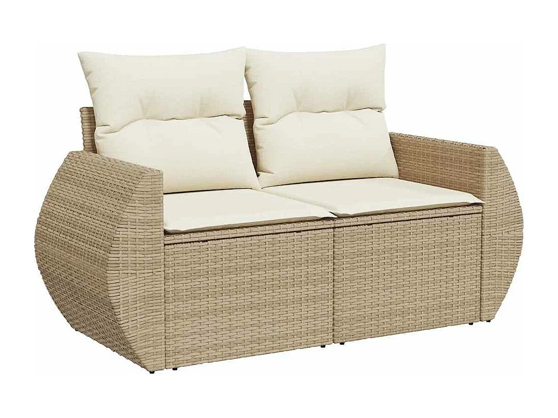 Salon de jardin avec coussins 6 pcs beige résine tressée