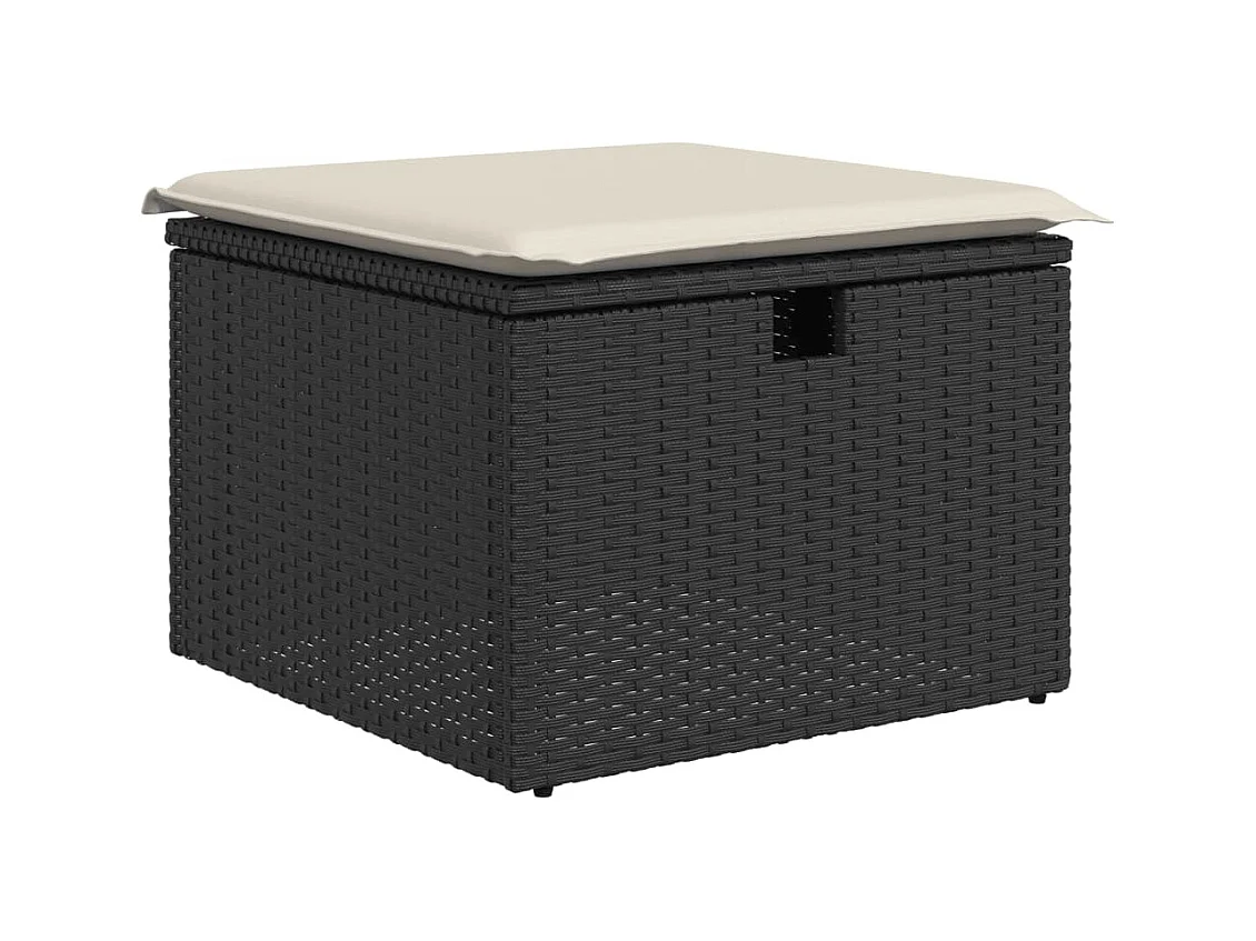 Salon de jardin 6 pcs avec coussins noir résine tressée