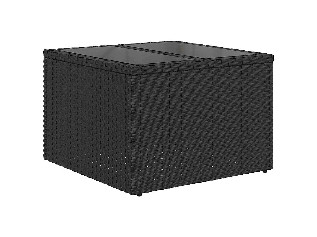 6-delige Loungeset met kussens poly rattan zwart