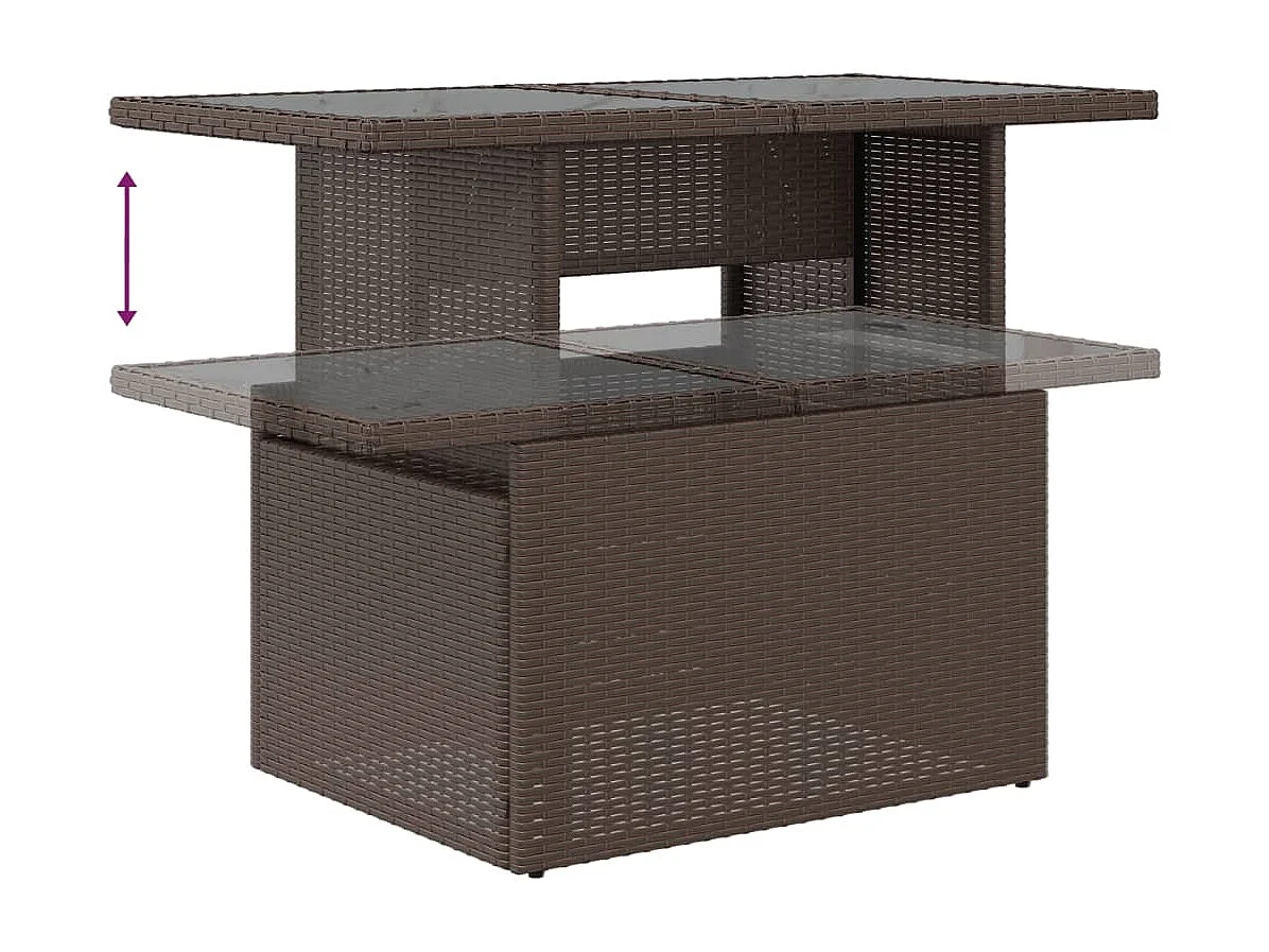 Set Divano da Giardino 5 pz con Cuscini Marrone in Polyrattan