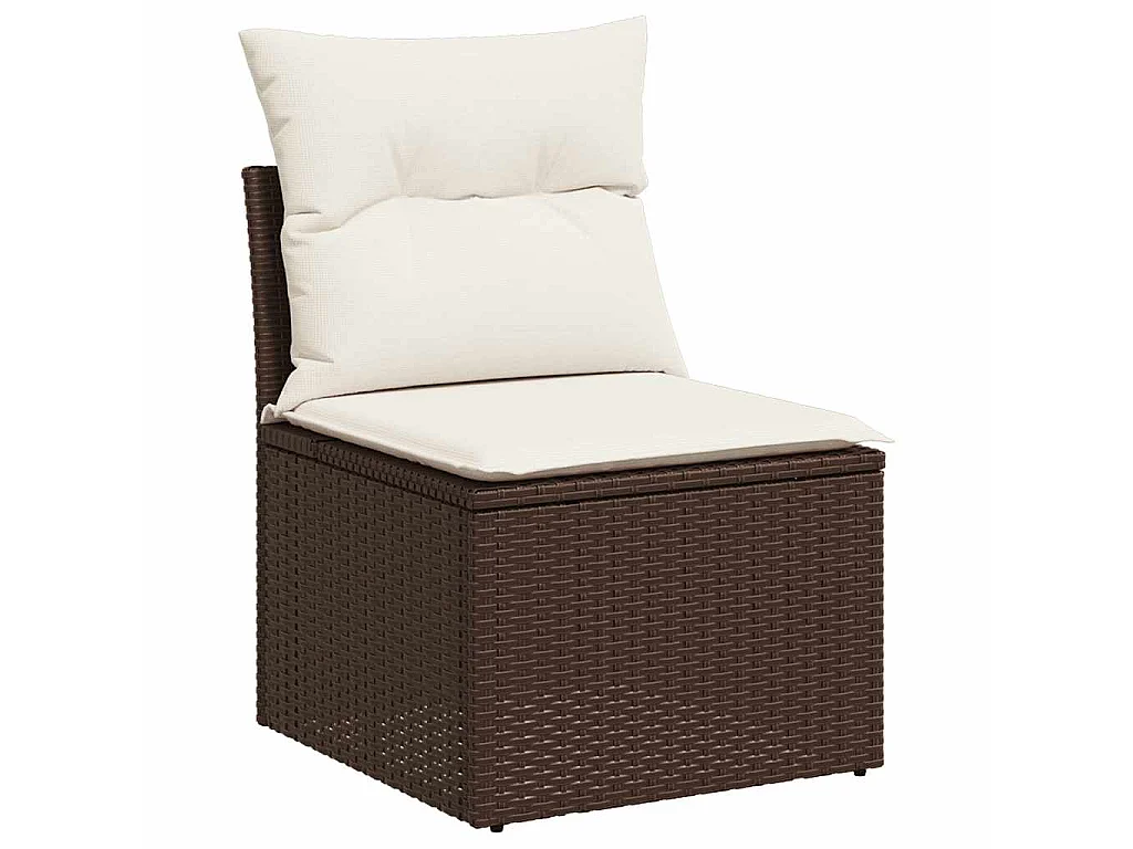 7-delige Loungeset met kussens poly rattan bruin