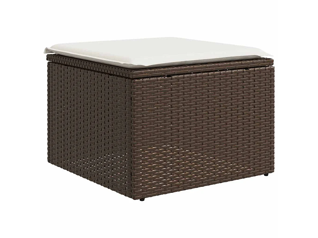 7-delige Loungeset met kussens poly rattan bruin