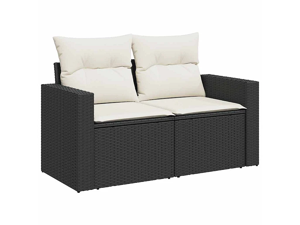 6-tlg. Garten-Sofagarnitur mit Kissen Schwarz Poly Rattan