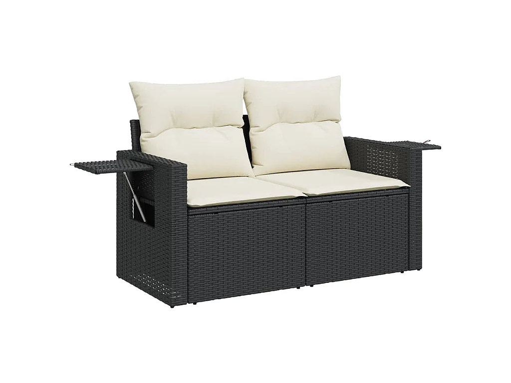 Set Divani da Giardino 5 pz con Cuscini in Polyrattan Nero