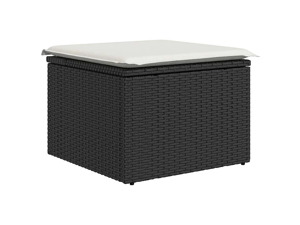 Salon de jardin 6 pcs avec coussins noir résine tressée