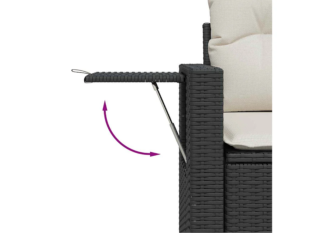 Salon de jardin 6 pcs avec coussins noir résine tressée